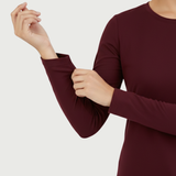 Burning Burgundy Full Sleeves Solid T-shirt for Women