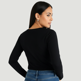 Brazen Black Full Sleeves V-Neck T-shirt