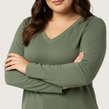 Matcha Mint Full Sleeves V-Neck T-shirt