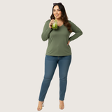 Matcha Mint Full Sleeves V-Neck T-shirt