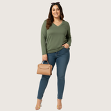 Matcha Mint Full Sleeves V-Neck T-shirt