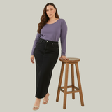 Lively Lilac Full Sleeves Solid T-shirt for Women