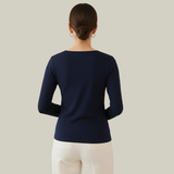 Ballsy Blue Full Sleeves Solid T-shirt for Women