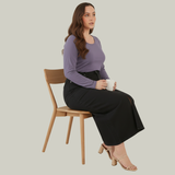 Lively Lilac Full Sleeves Solid T-shirt for Women