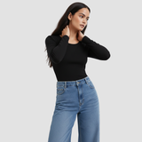 Brazen Black Full Sleeves Solid T-shirt for Women