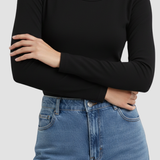 Brazen Black Full Sleeves Solid T-shirt for Women