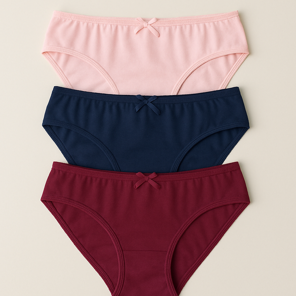 Soft Cotton Women Panties - Pack of 3 (Navy, Maroon, Pink)
