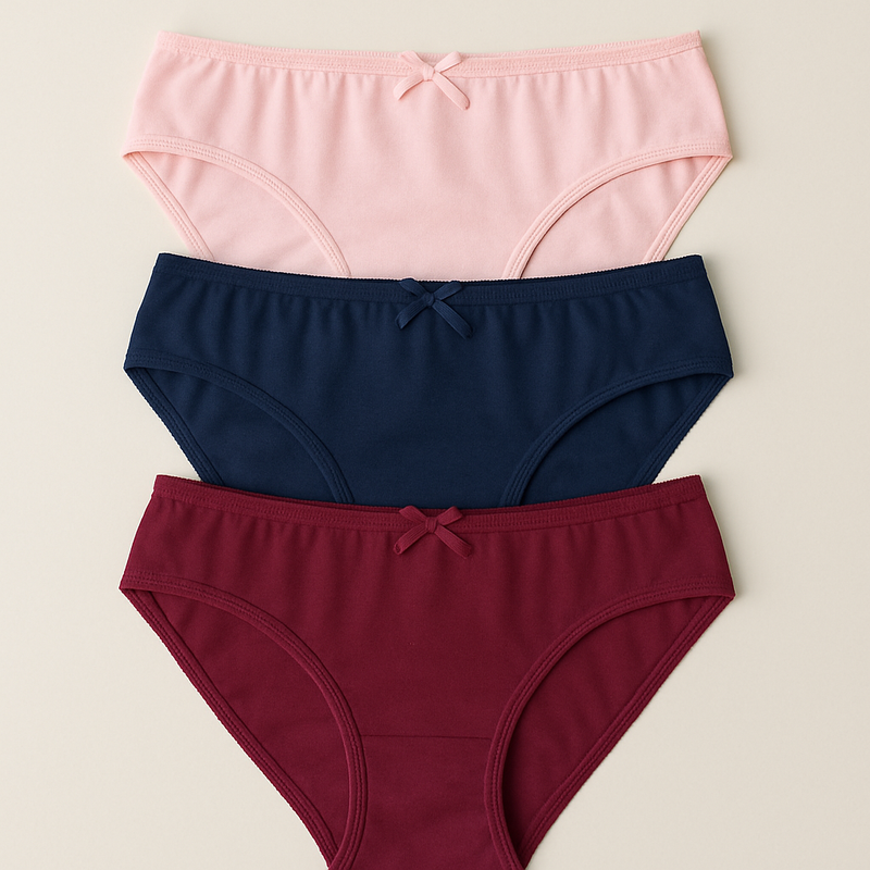 Soft Cotton Women Panties - Pack of 3 (Navy, Maroon, Pink)