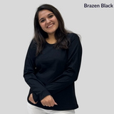 Brazen Black Full Sleeves Solid T-shirt for Women