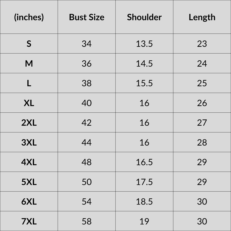 Burning Burgundy Full Sleeves T-Shirt Size Chart