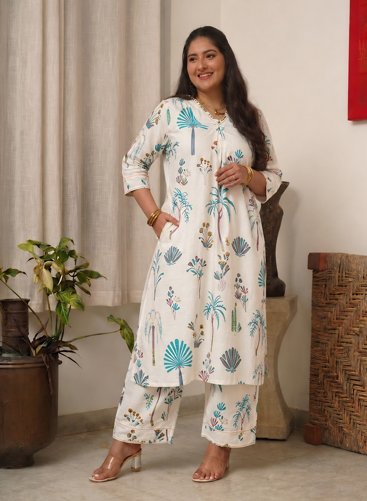 Beige Everyday Kurta Pant Set