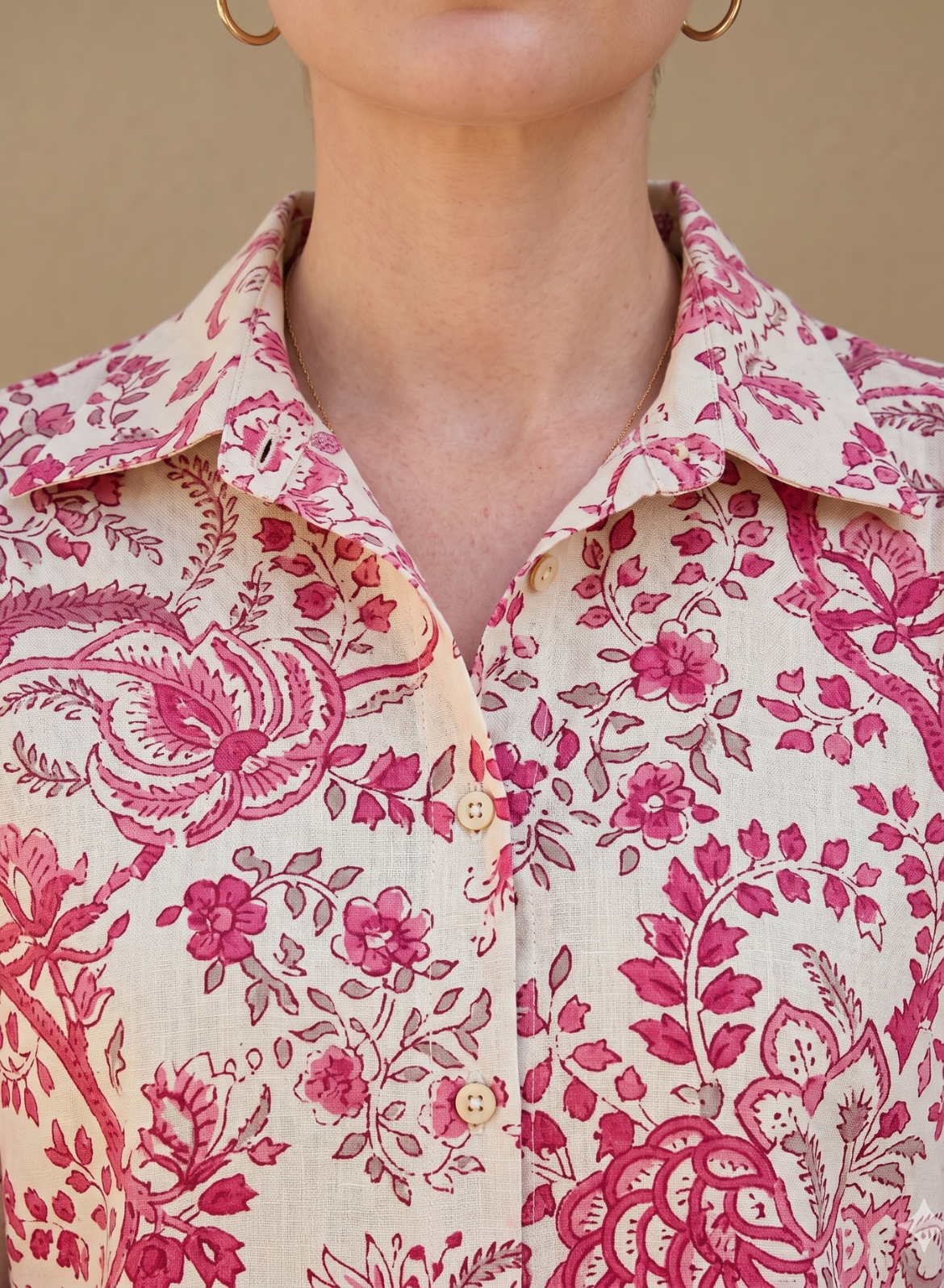 Blush Pink Floral Printed Cotton Shirt