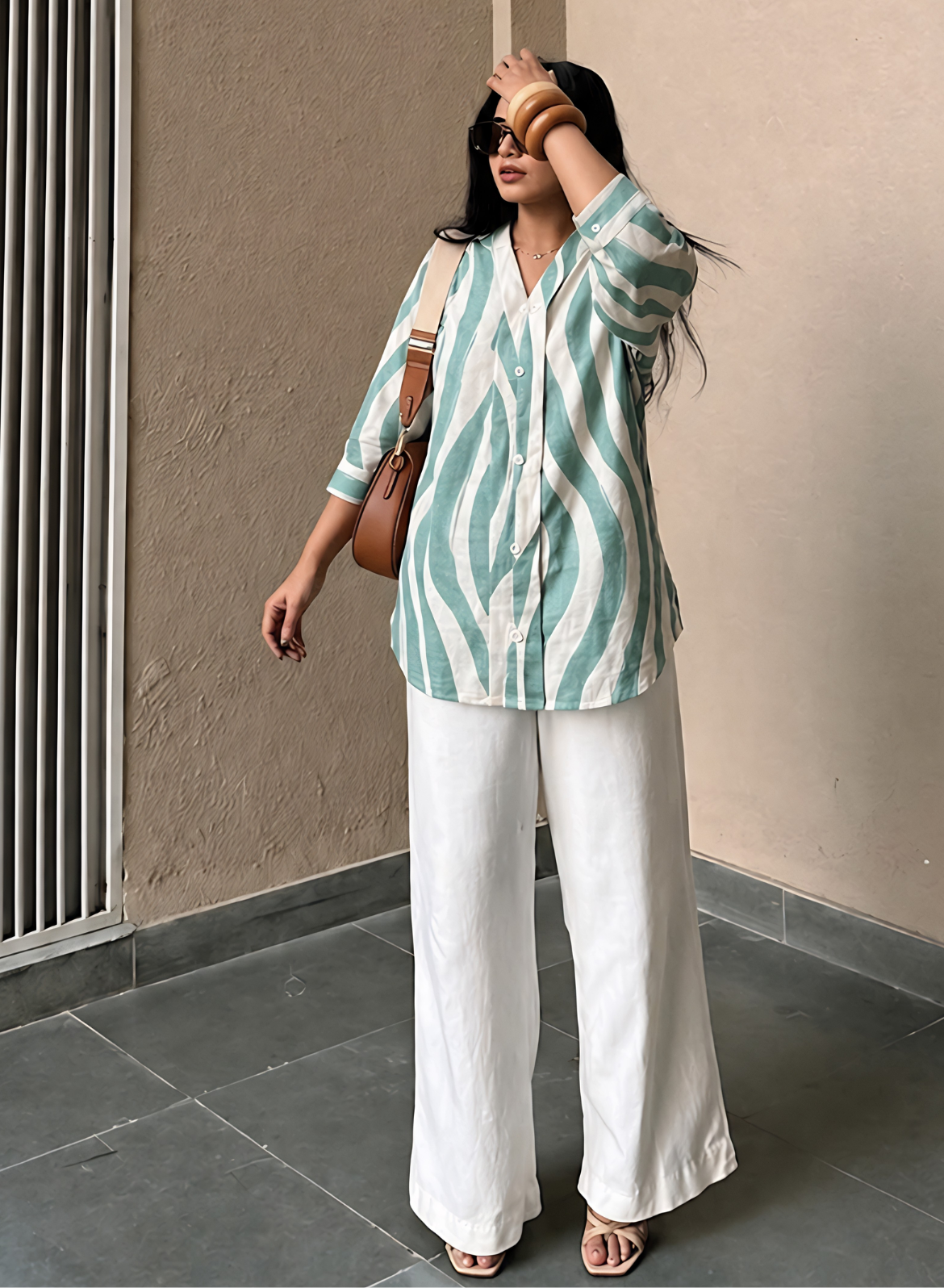 Sage Green Abstract Printed Cotton Shirt