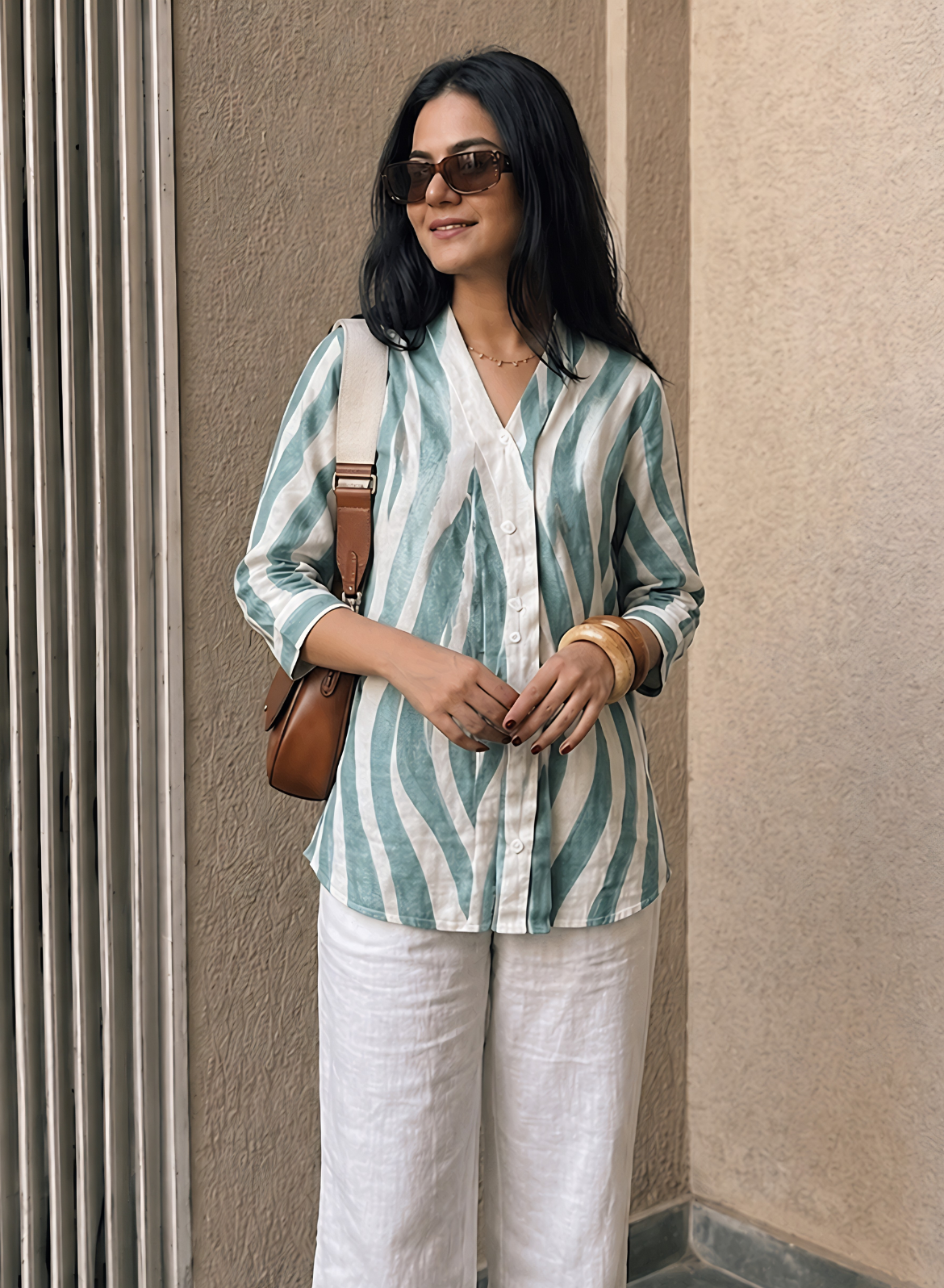 Sage Green Abstract Printed Cotton Shirt