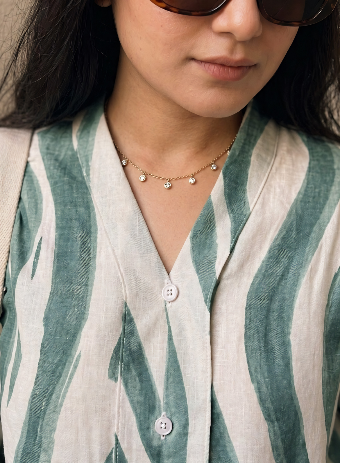 Sage Green Abstract Printed Cotton Shirt