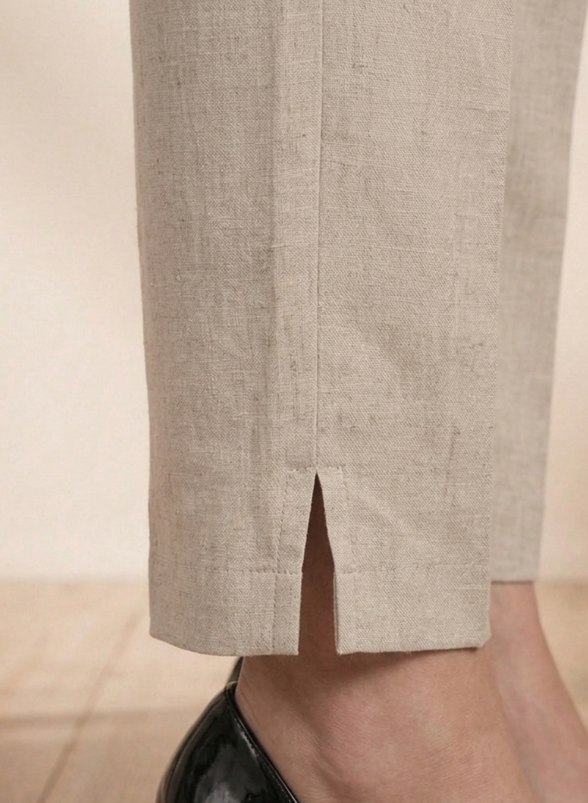 Beige Everyday Cotton Pants for Women