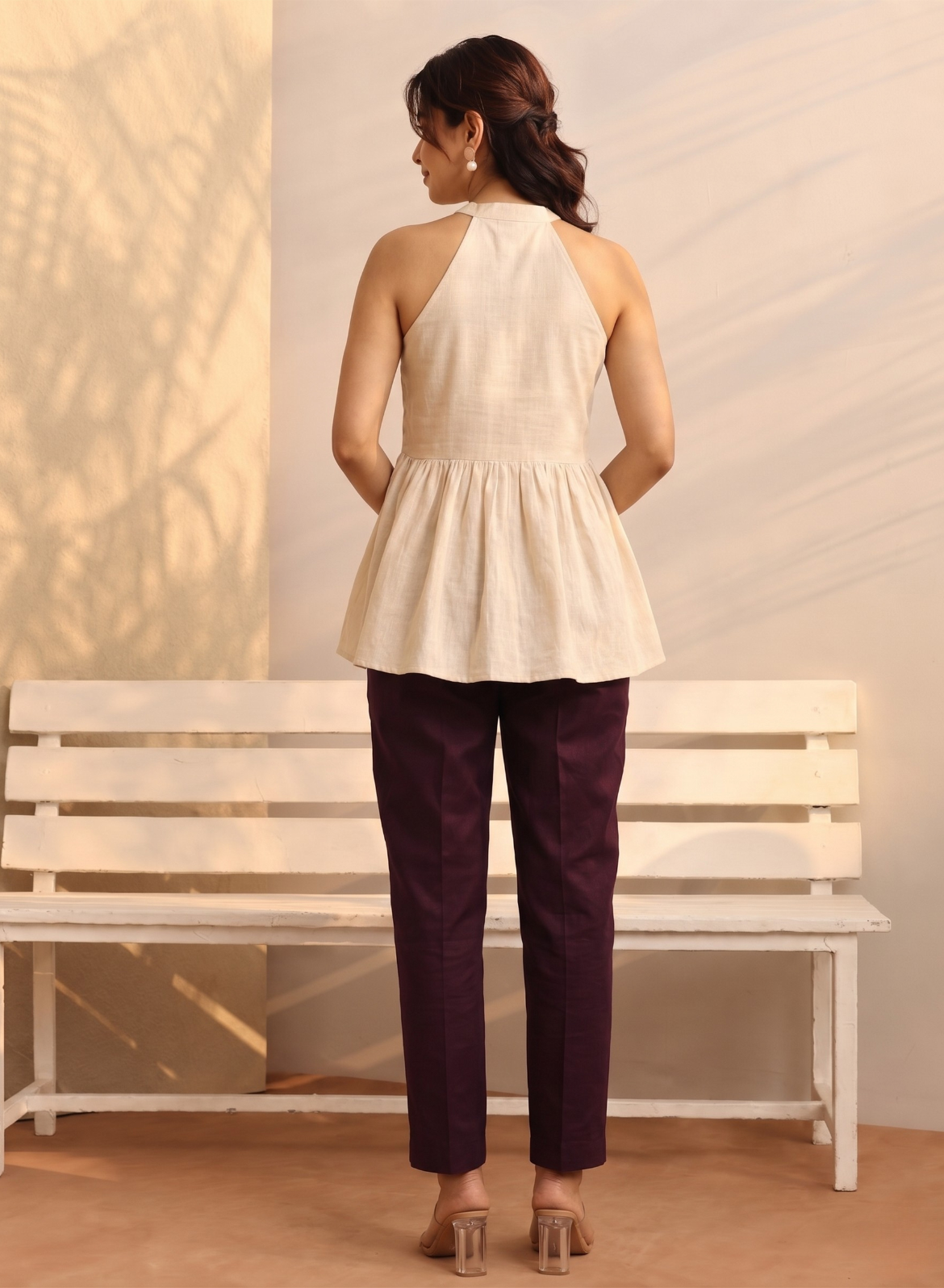 Burgundy Everyday Cotton Pants for Women