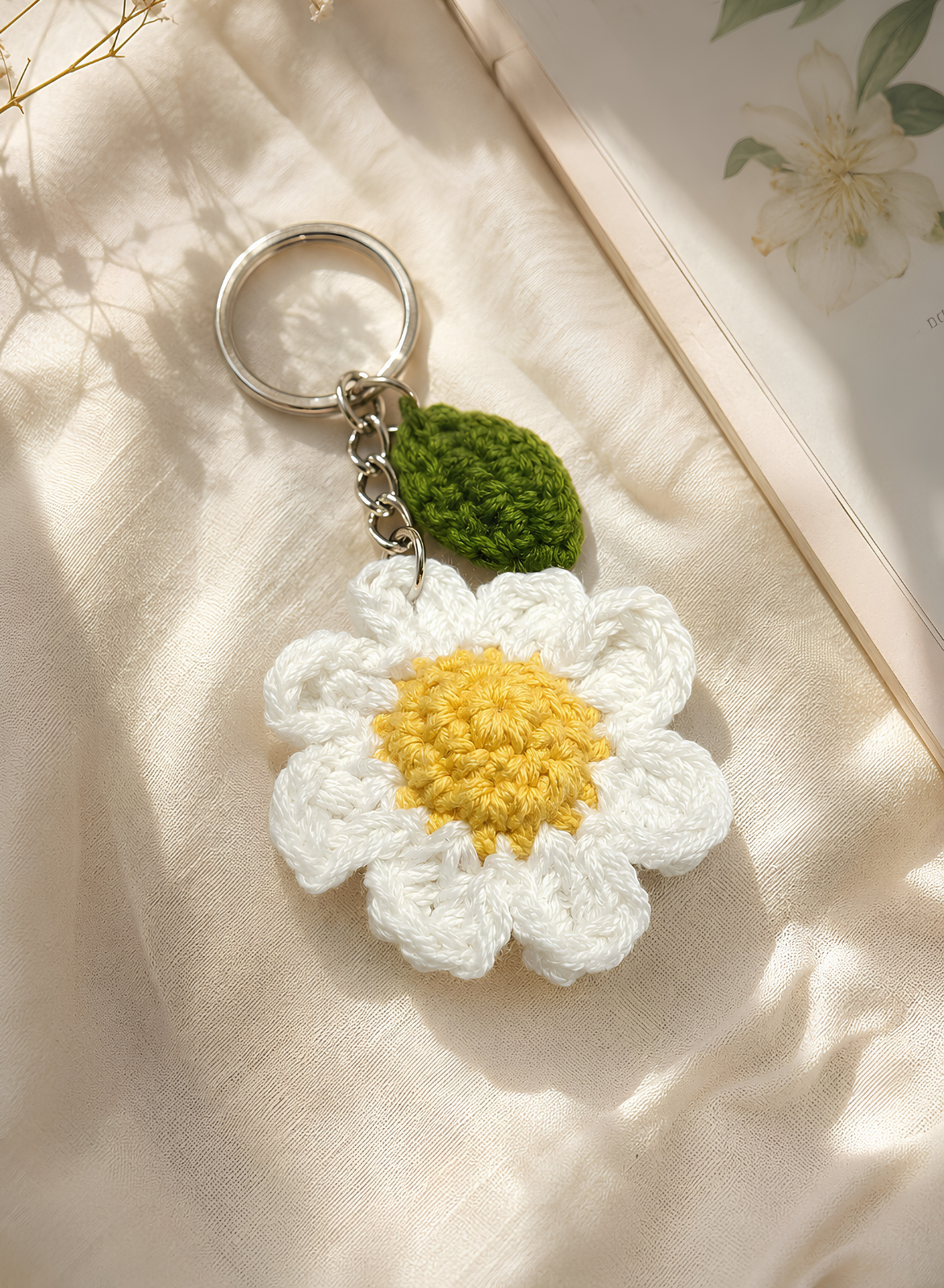 Daisy Crochet Bag Keychain