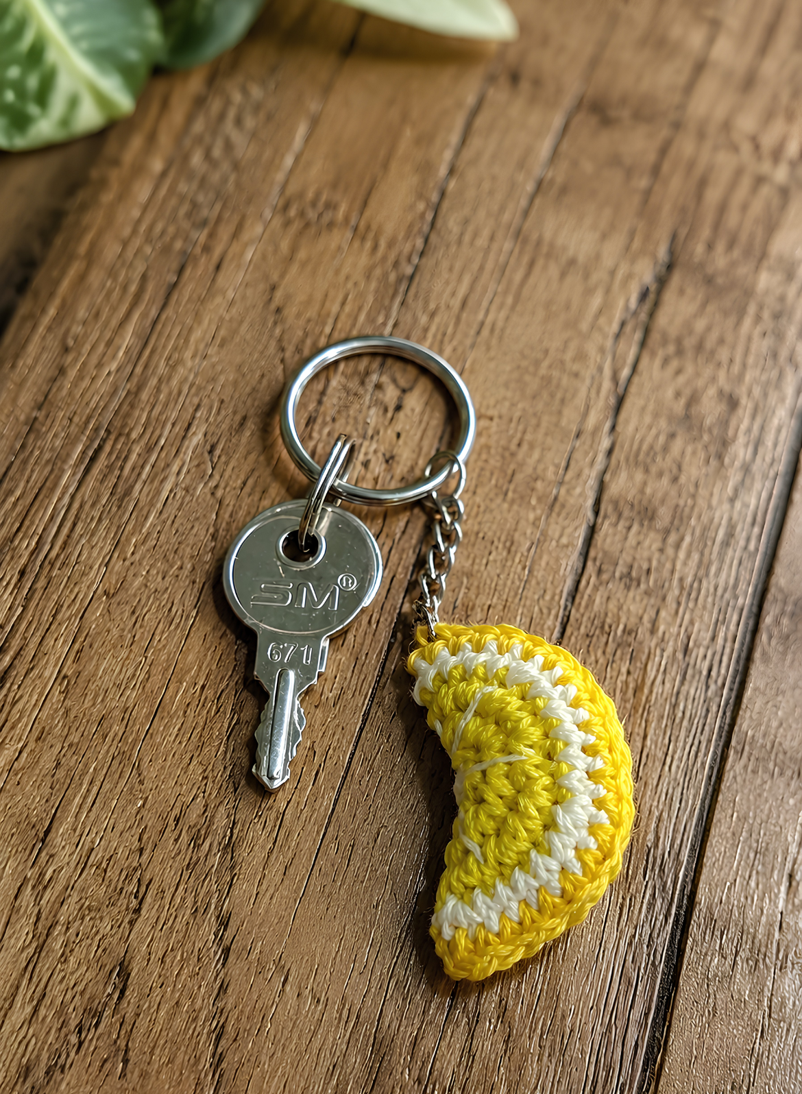 Crochet Lemon Slice Keychain