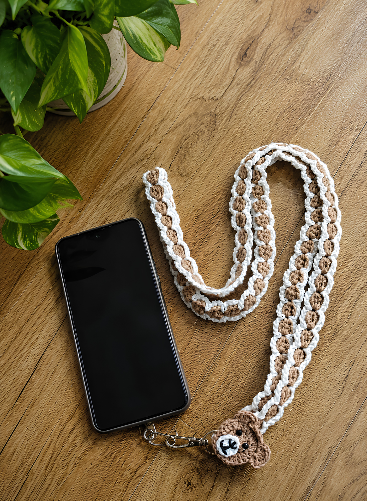 Handmade Crochet Mobile Sling – Pearl Beige