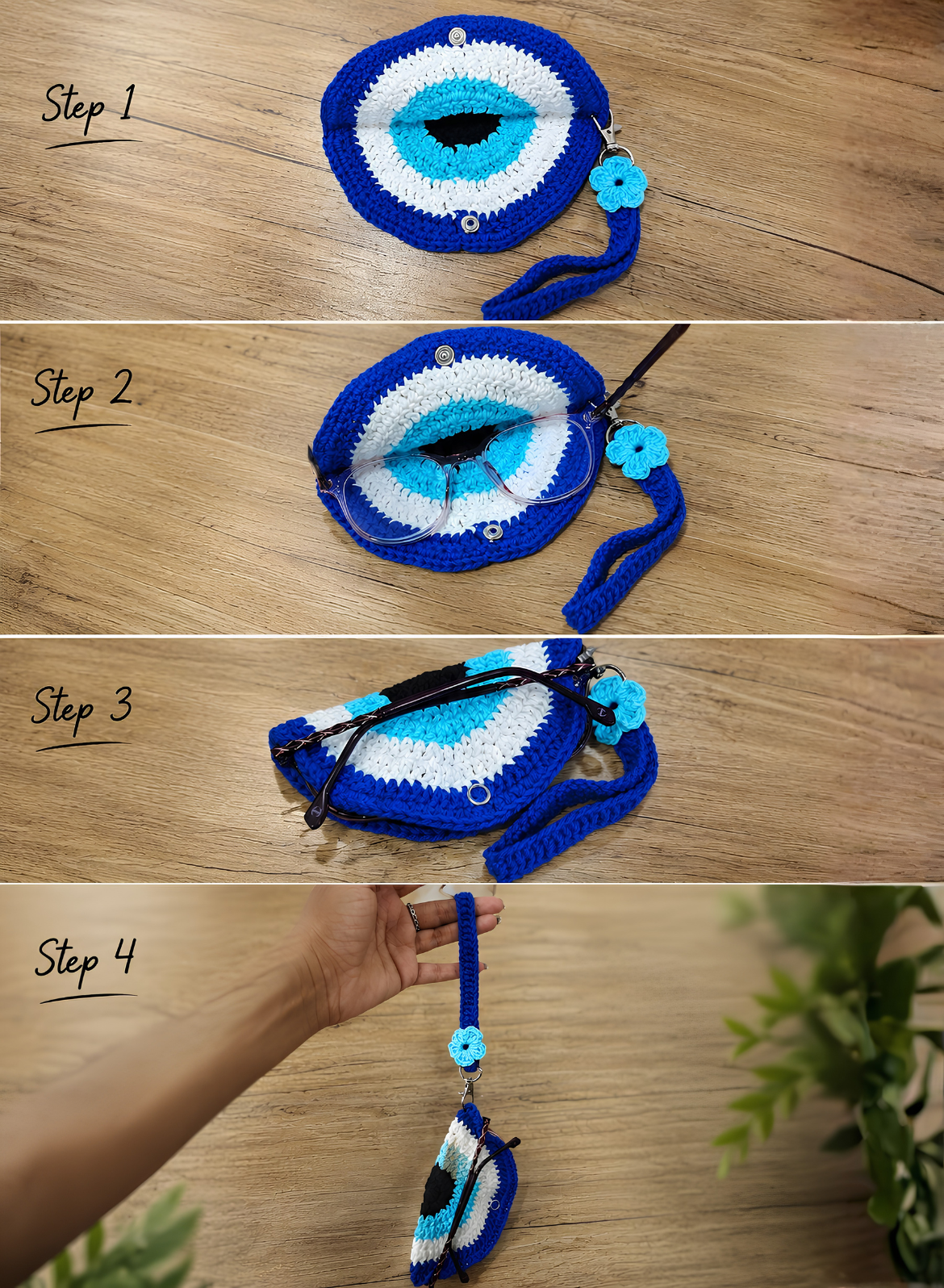 Crochet Evil Eye Glasses Holder