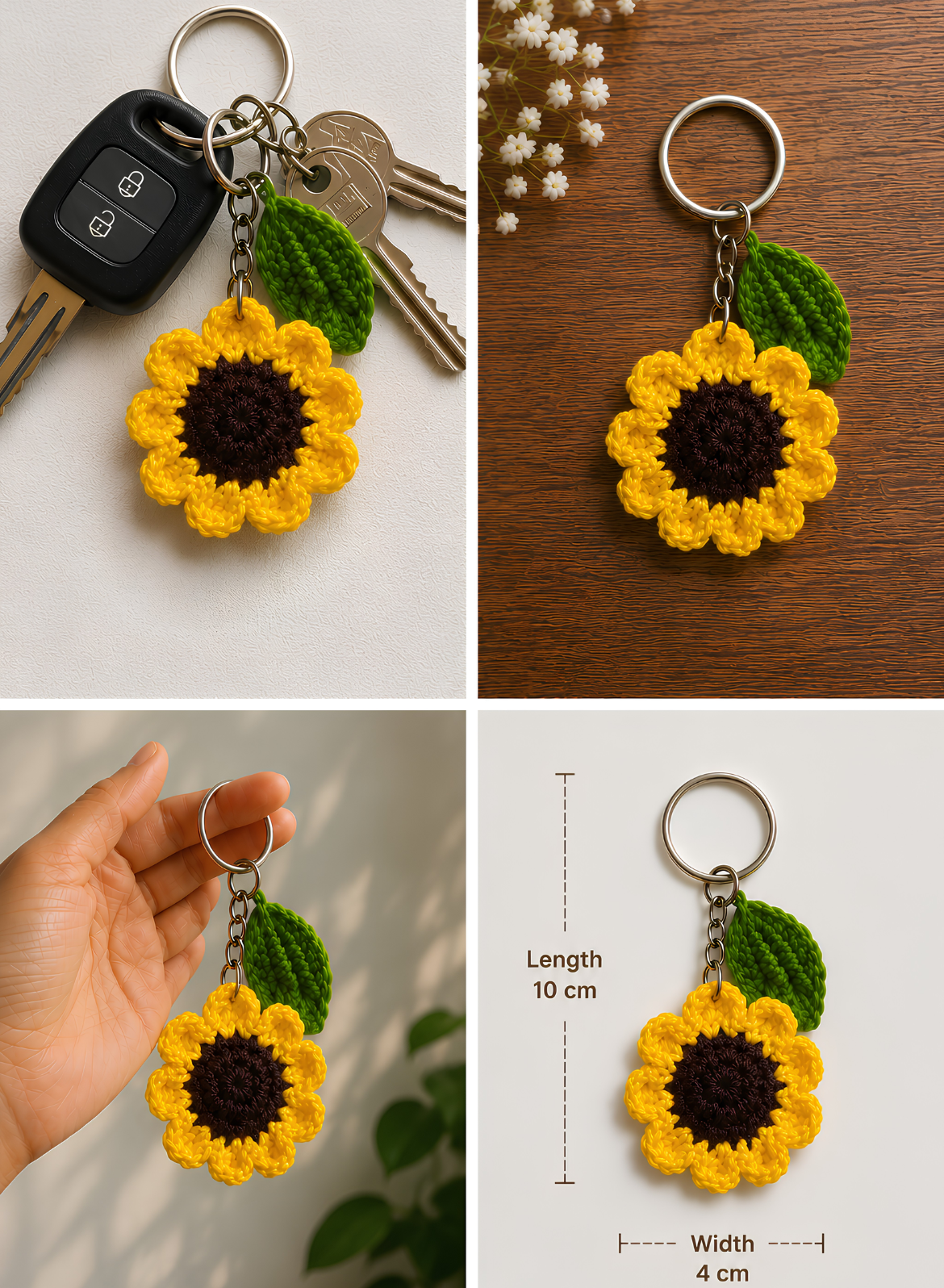 Handmade Sunflower Keychain