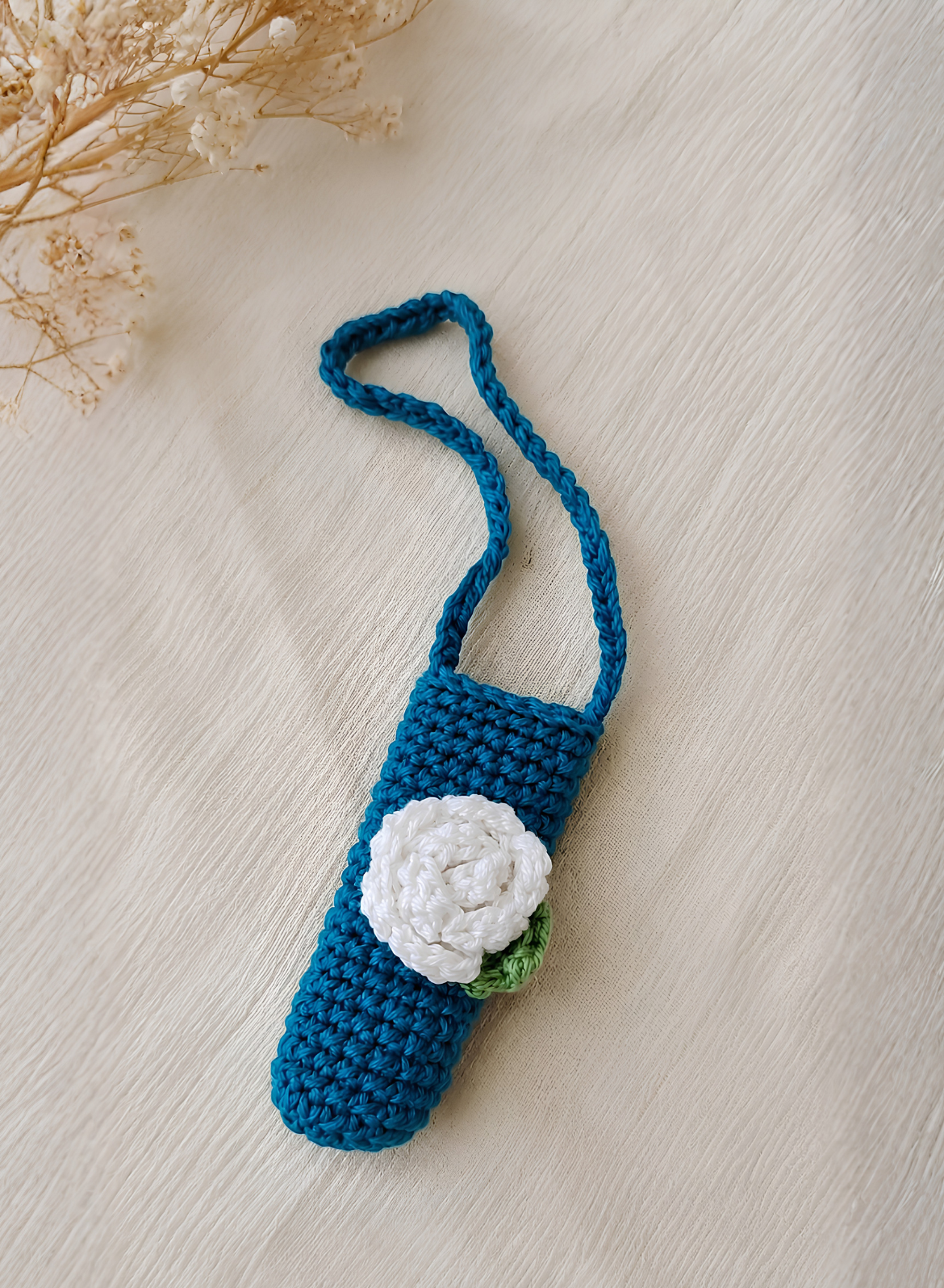 Handmade White Rose Lipstick Holder