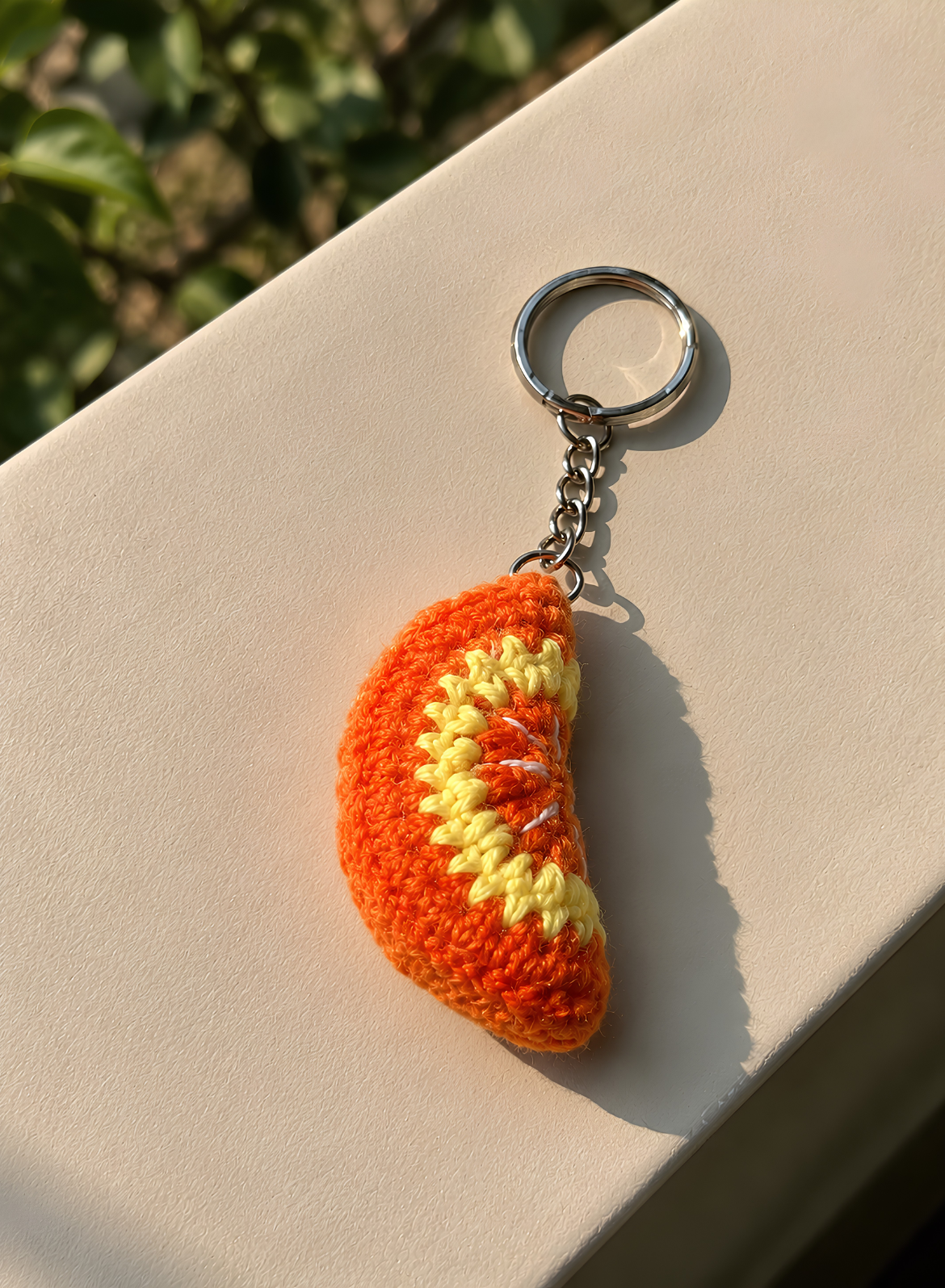 Crochet Orange Slice Keychain