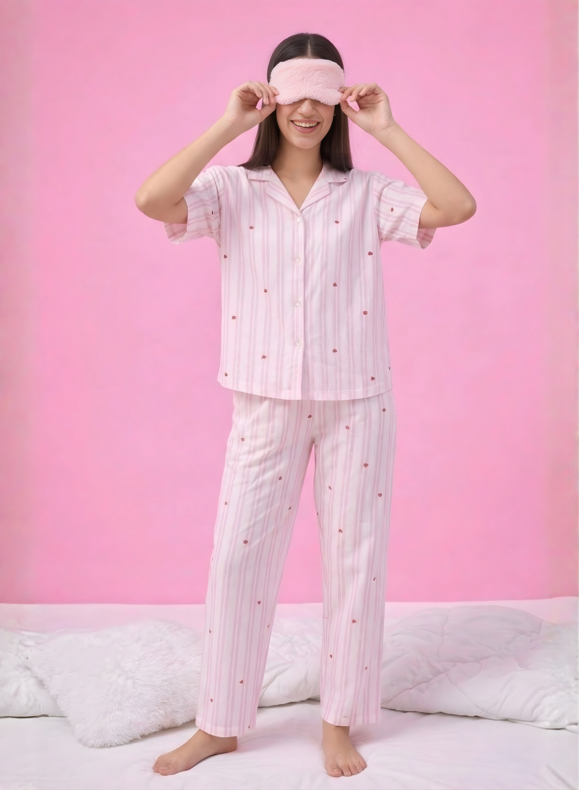 Blush Heart Stripe Pajama Set