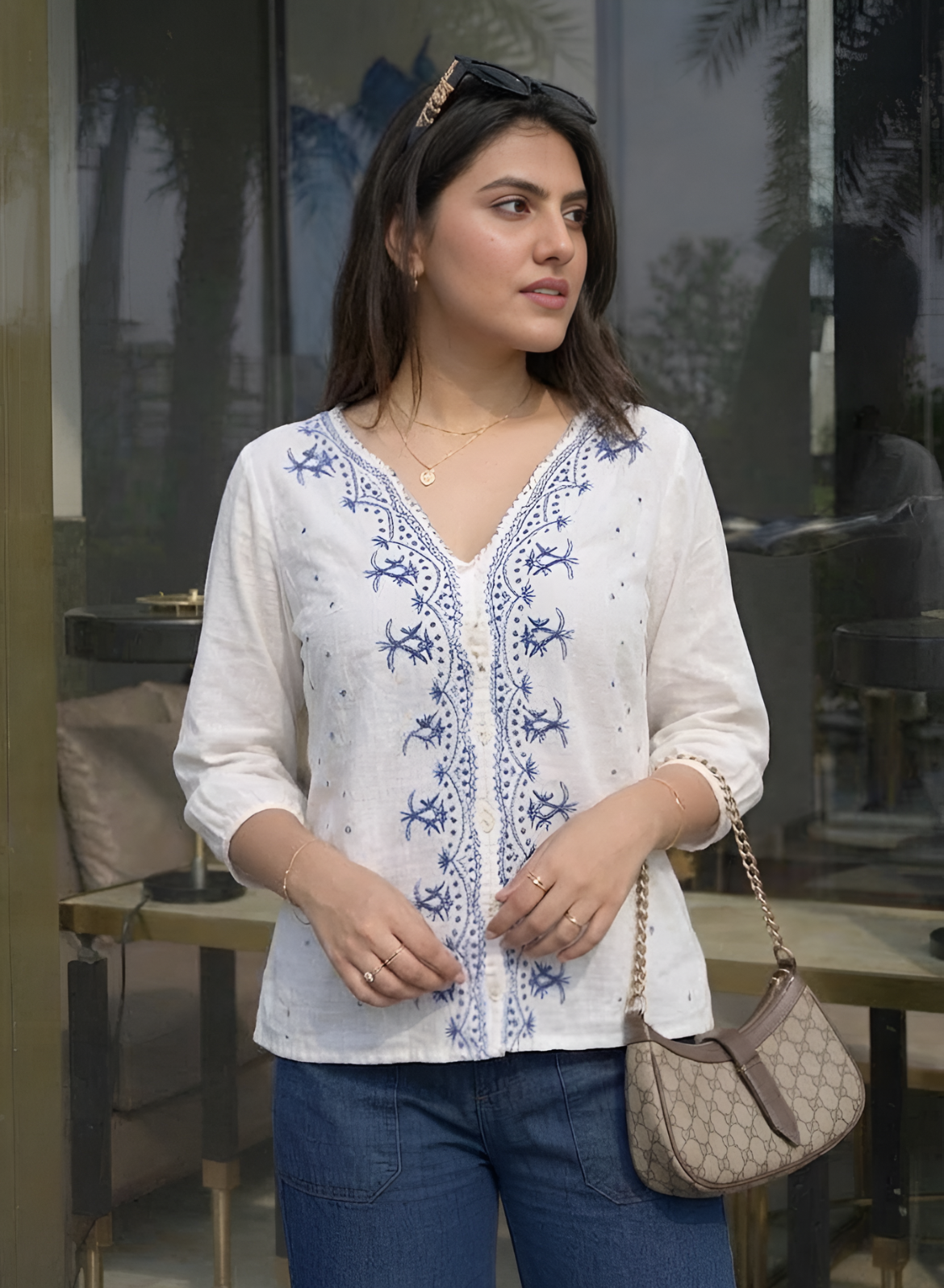 Navy Blue Embroidered Co-ord Set