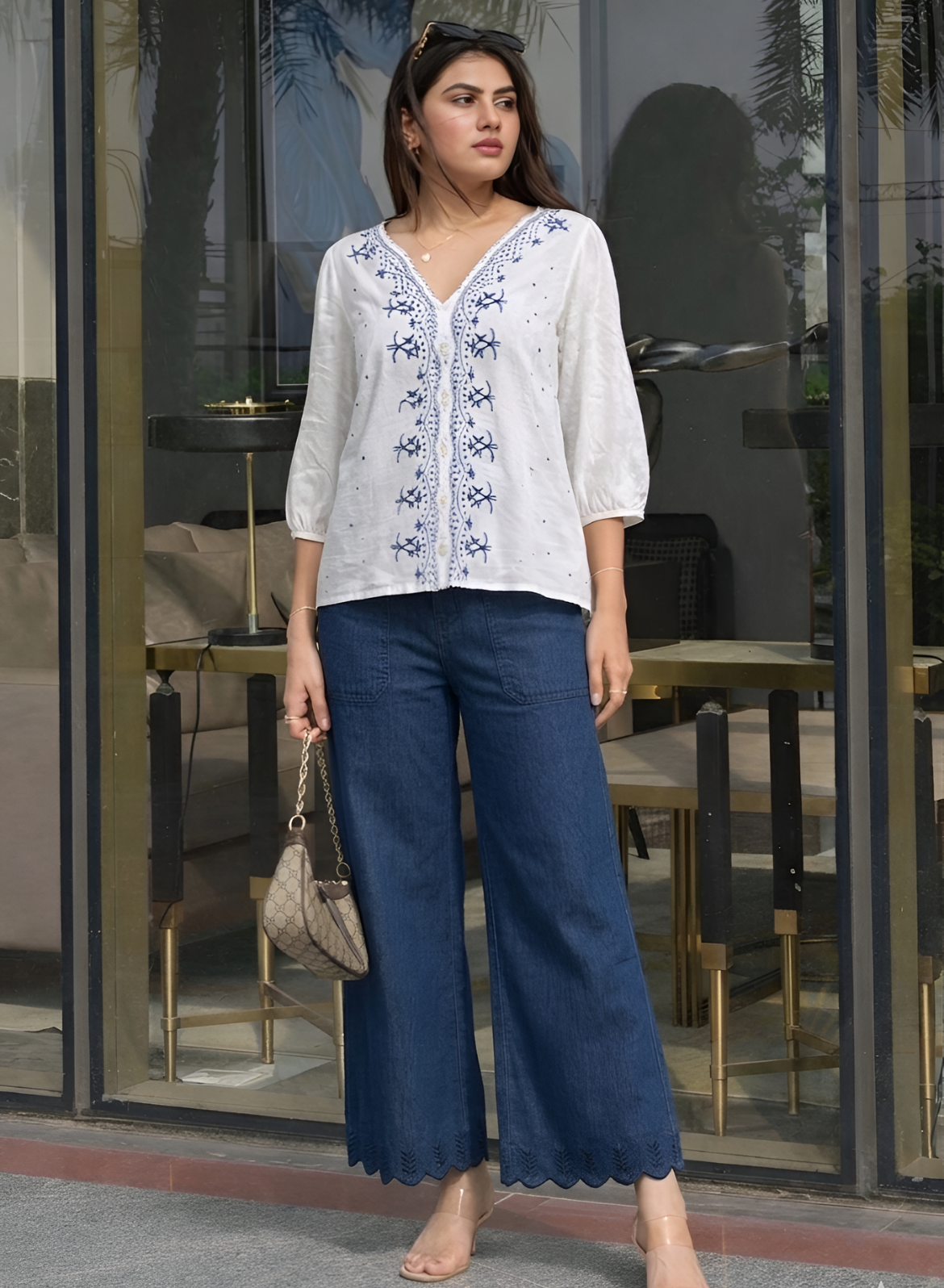 Navy Blue Embroidered Co-ord Set