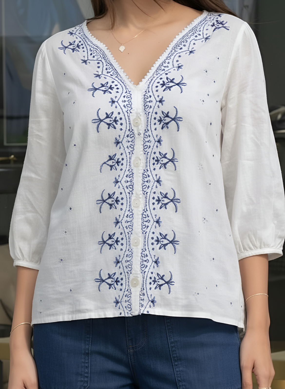 Navy Blue Embroidered Co-ord Set