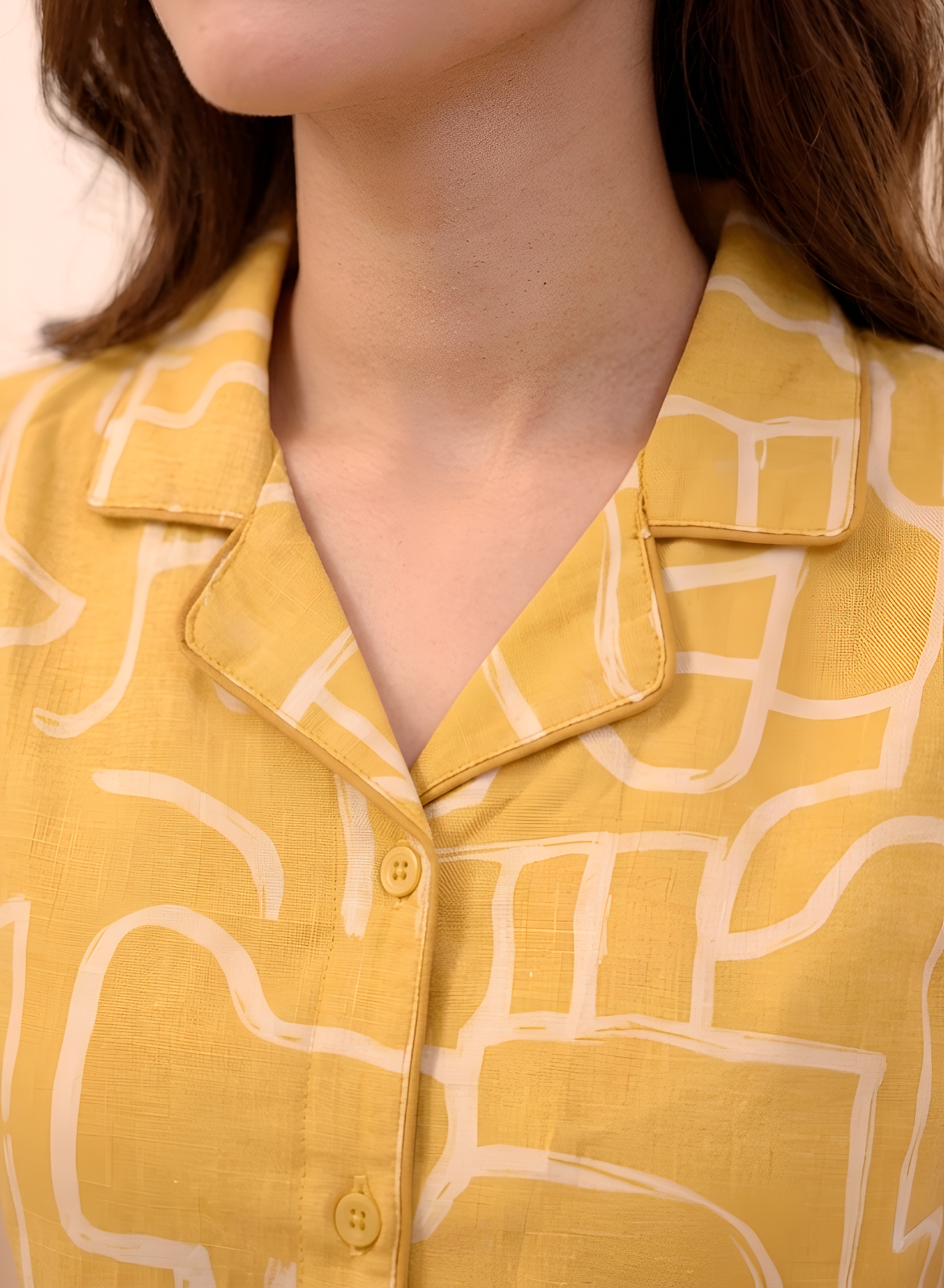 Soft Mustard Maze Pajama Set
