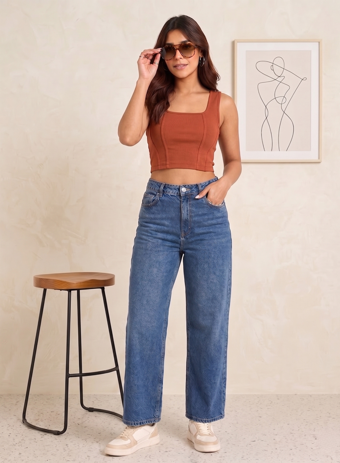 Navy Blue Straight Fit Jeans