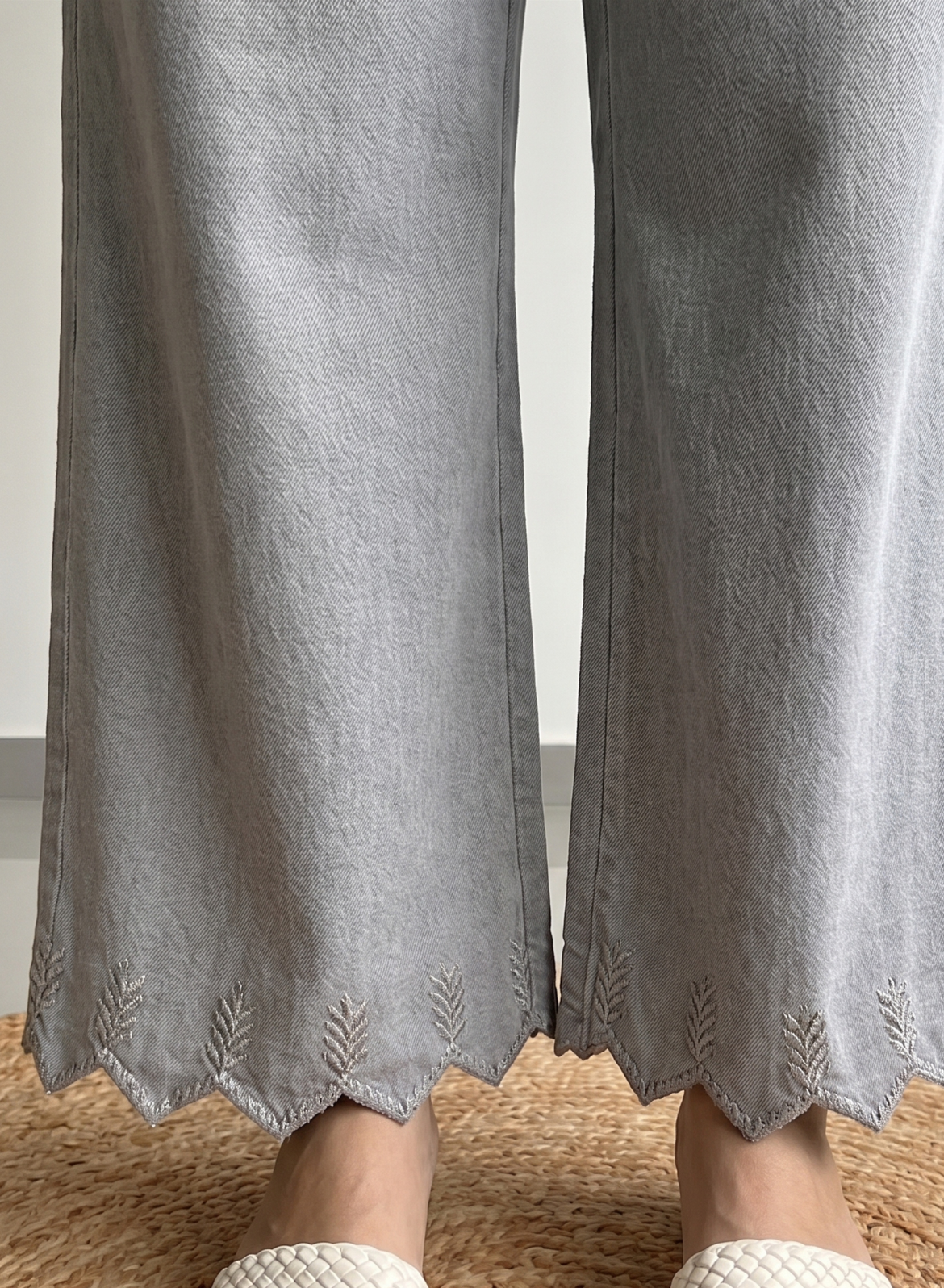 Ash Grey Wide Leg Pants