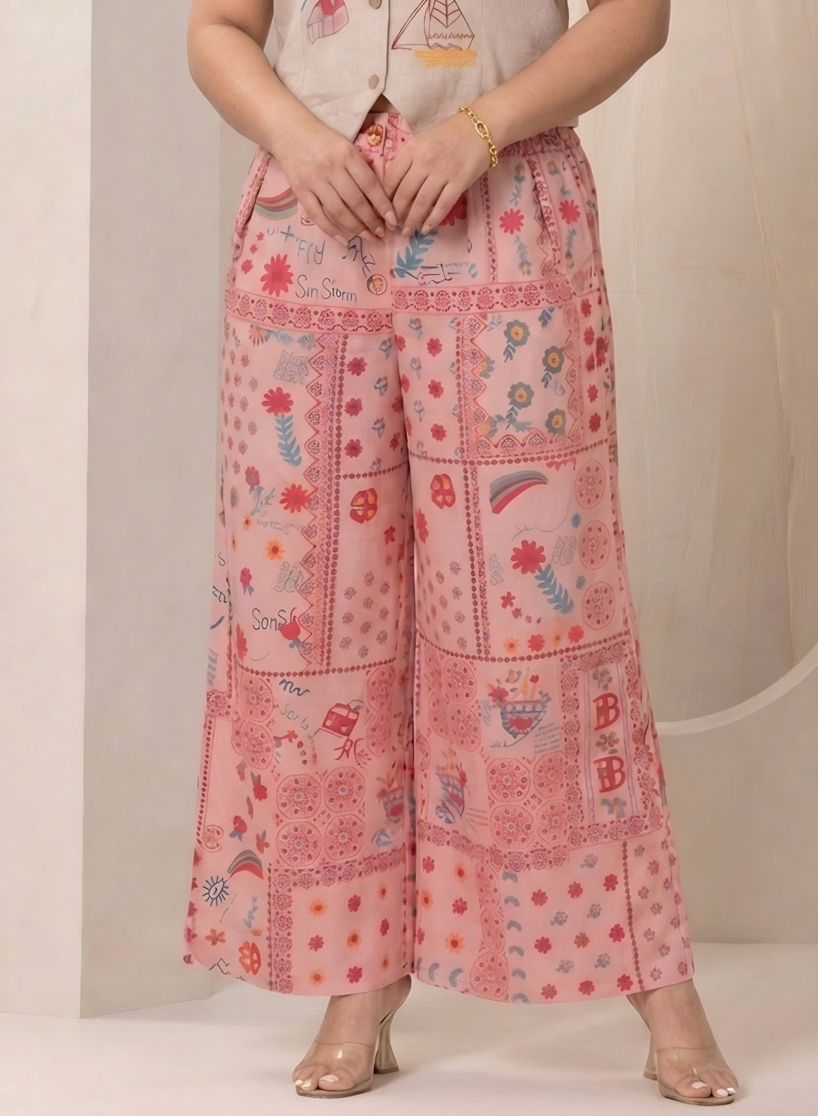 Pink Printed Palazzo Co-ord Set