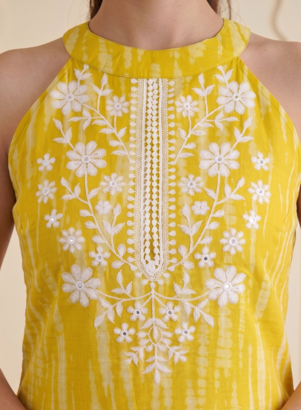 Sunshine Yellow Cotton Embroidered Straight Kurta