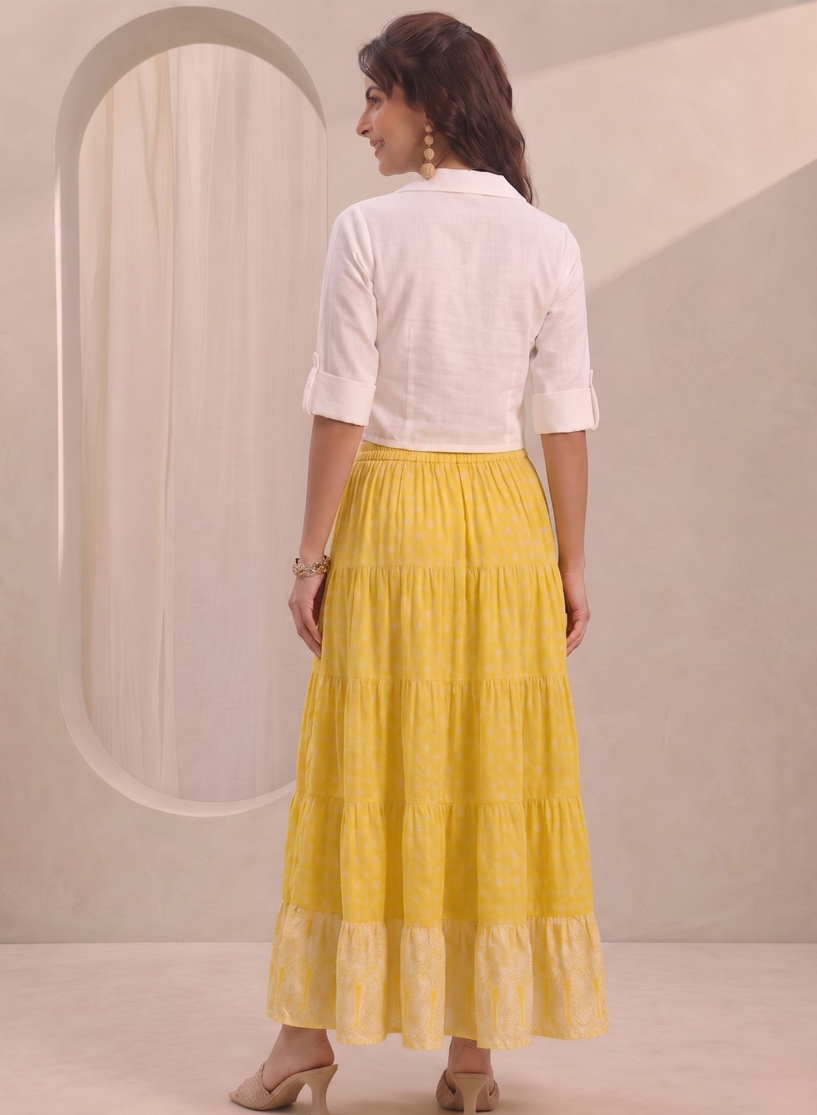 Butter Yellow Embroidered Skirt Set