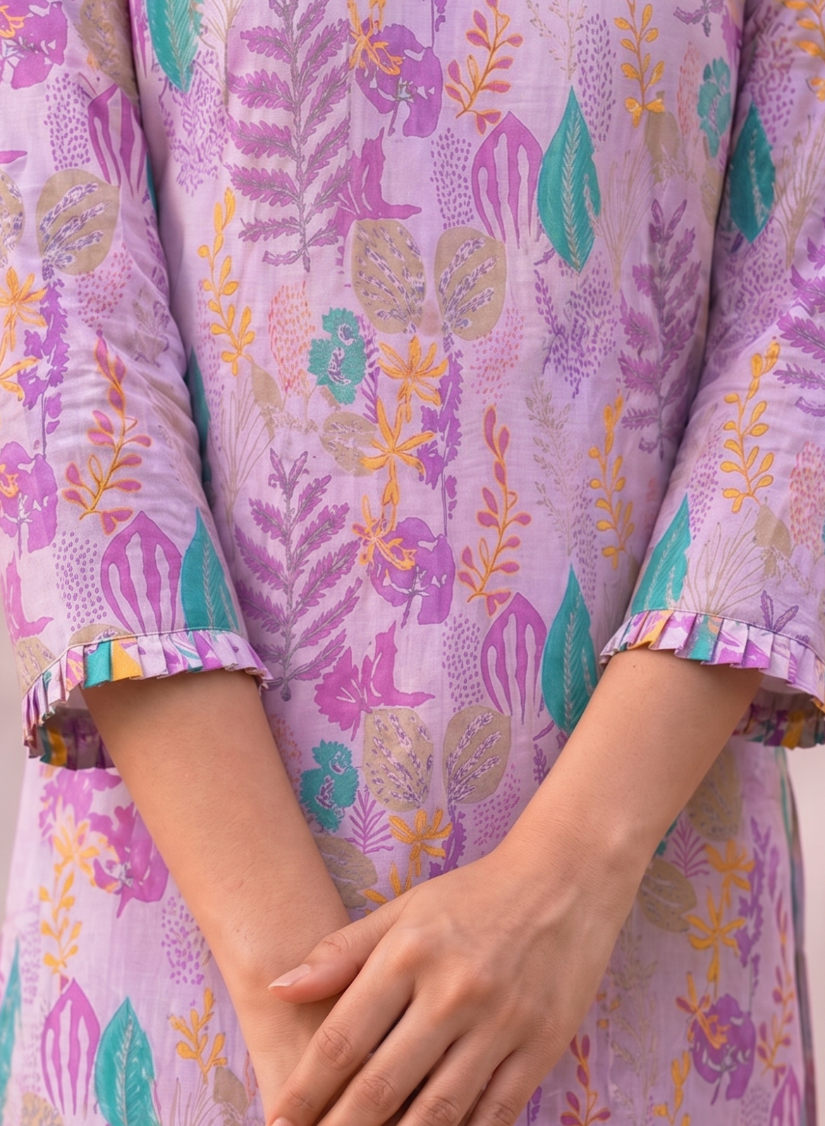 Lilac Printed Straight Kurta