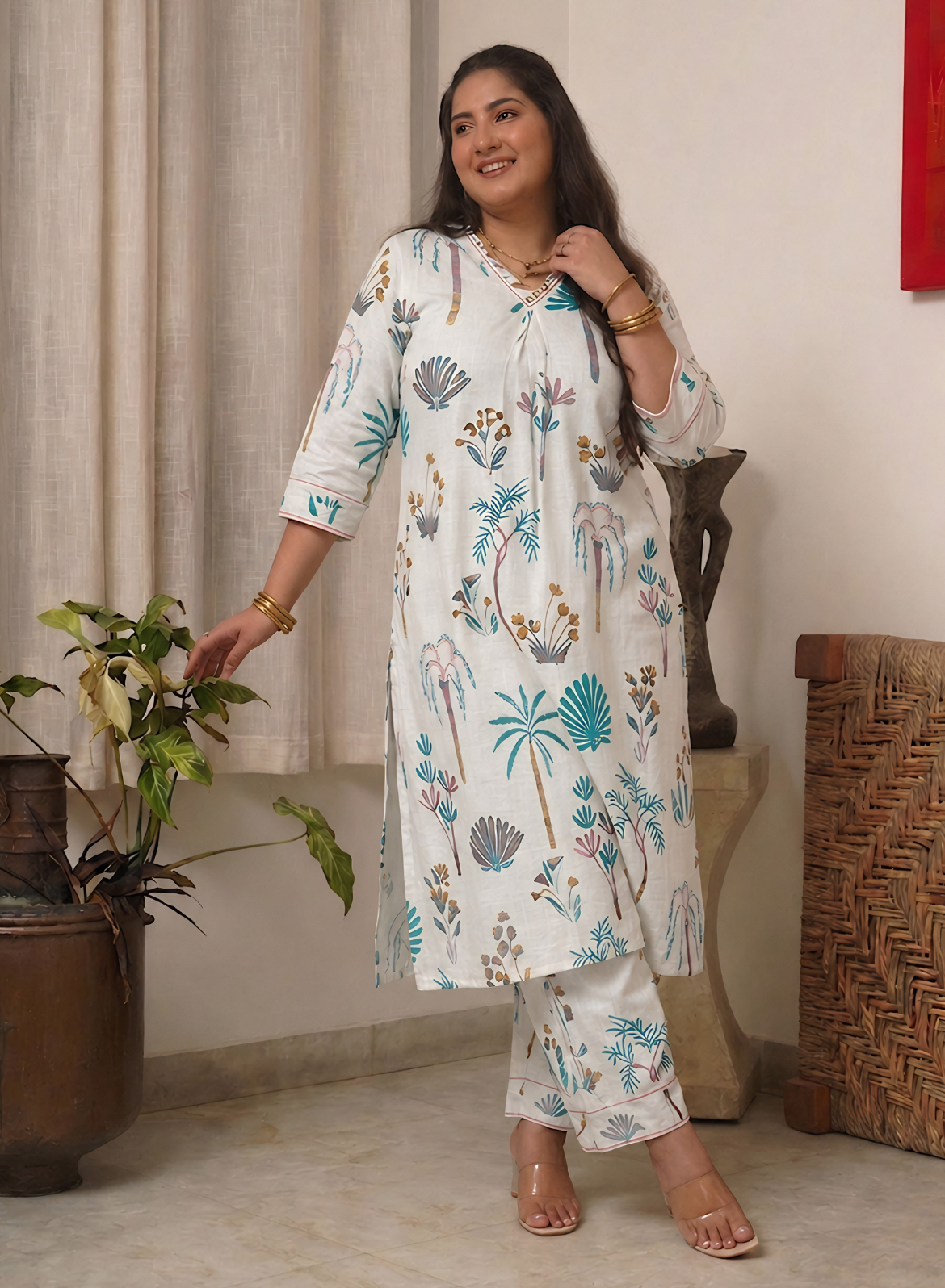 Beige Everyday Kurta Pant Set