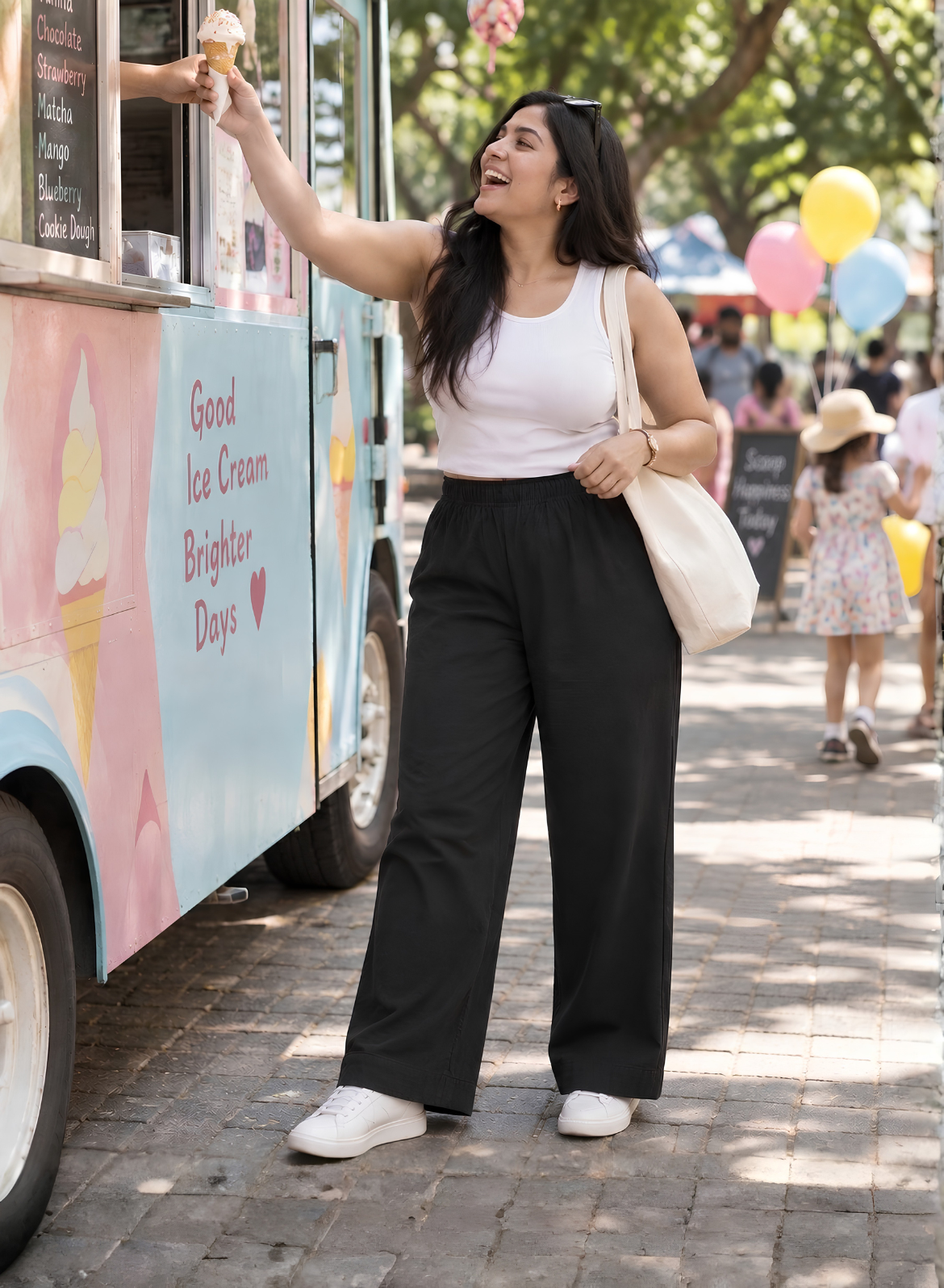 Black Supima Cotton Wide Leg Trousers