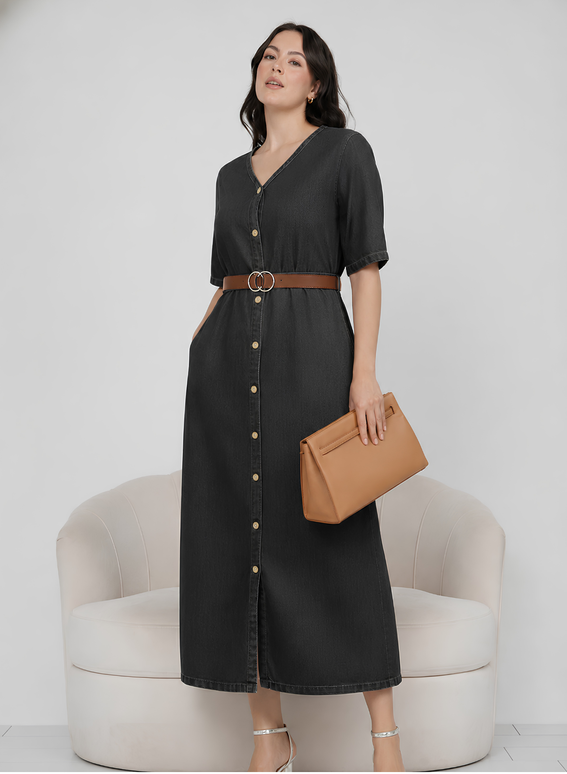 Midnight Black Denim Dress