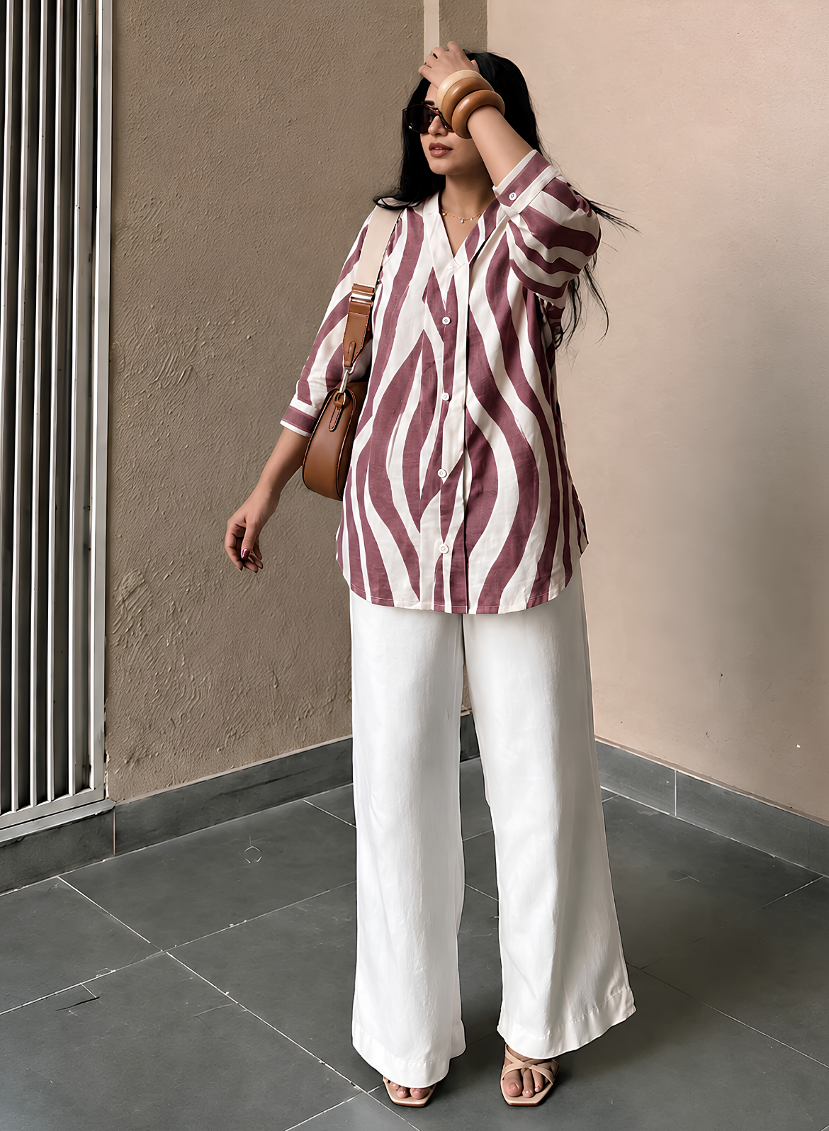Wine Burgundy Abstract Printed Cotton Shirt