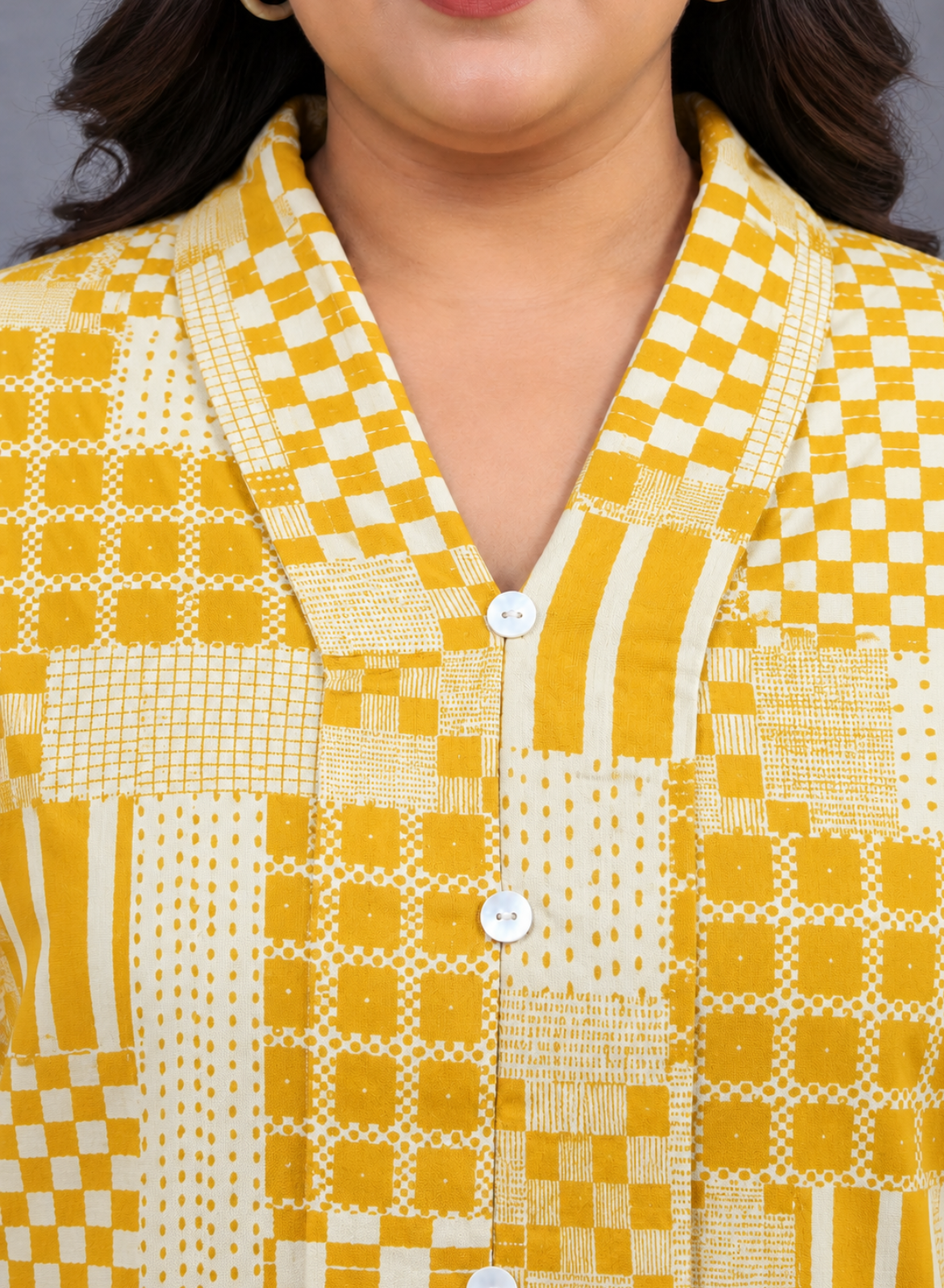Lemon Yellow Checkerboard Printed Shirt