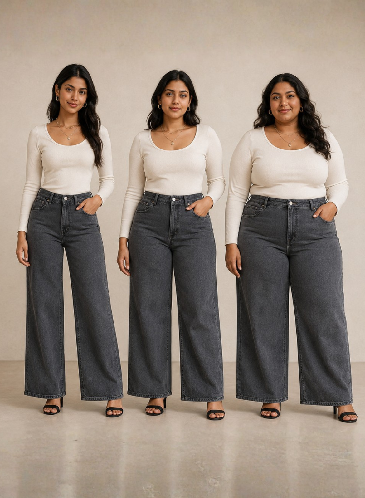 Charcoal Grey Wide Leg Jeans