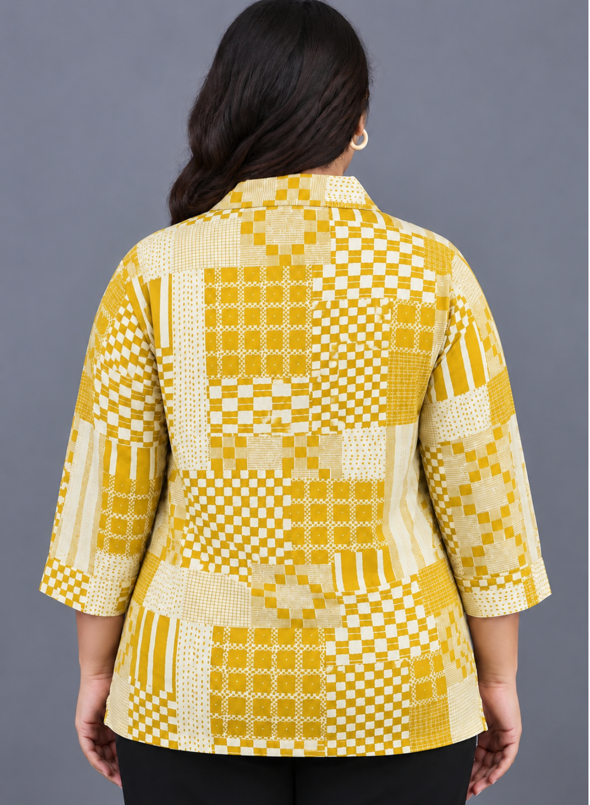 Lemon Yellow Checkerboard Printed Shirt