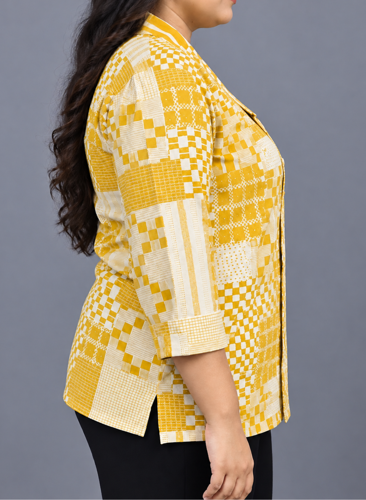 Lemon Yellow Checkerboard Printed Shirt