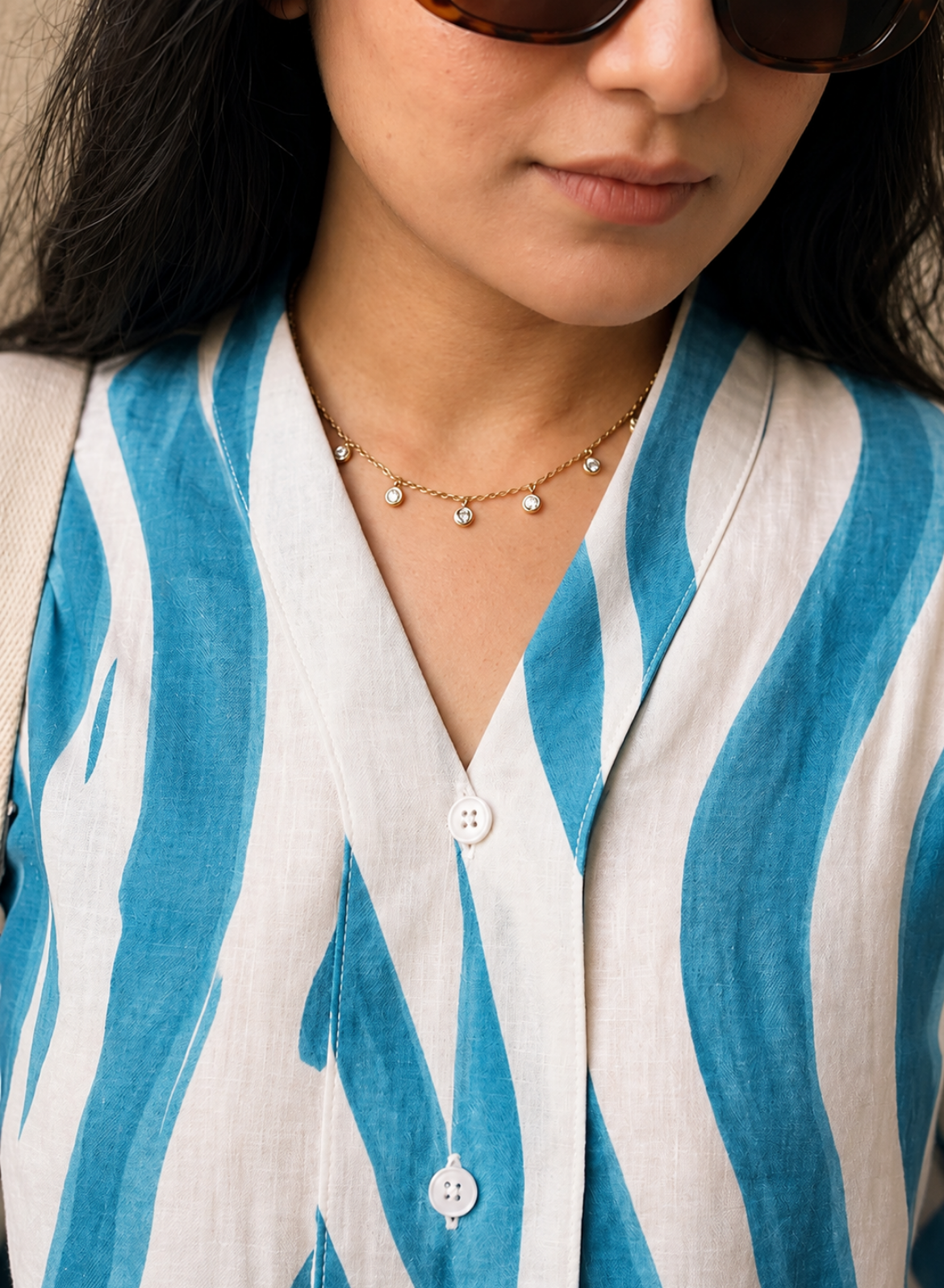 Sea Blue Abstract Printed Cotton Shirt