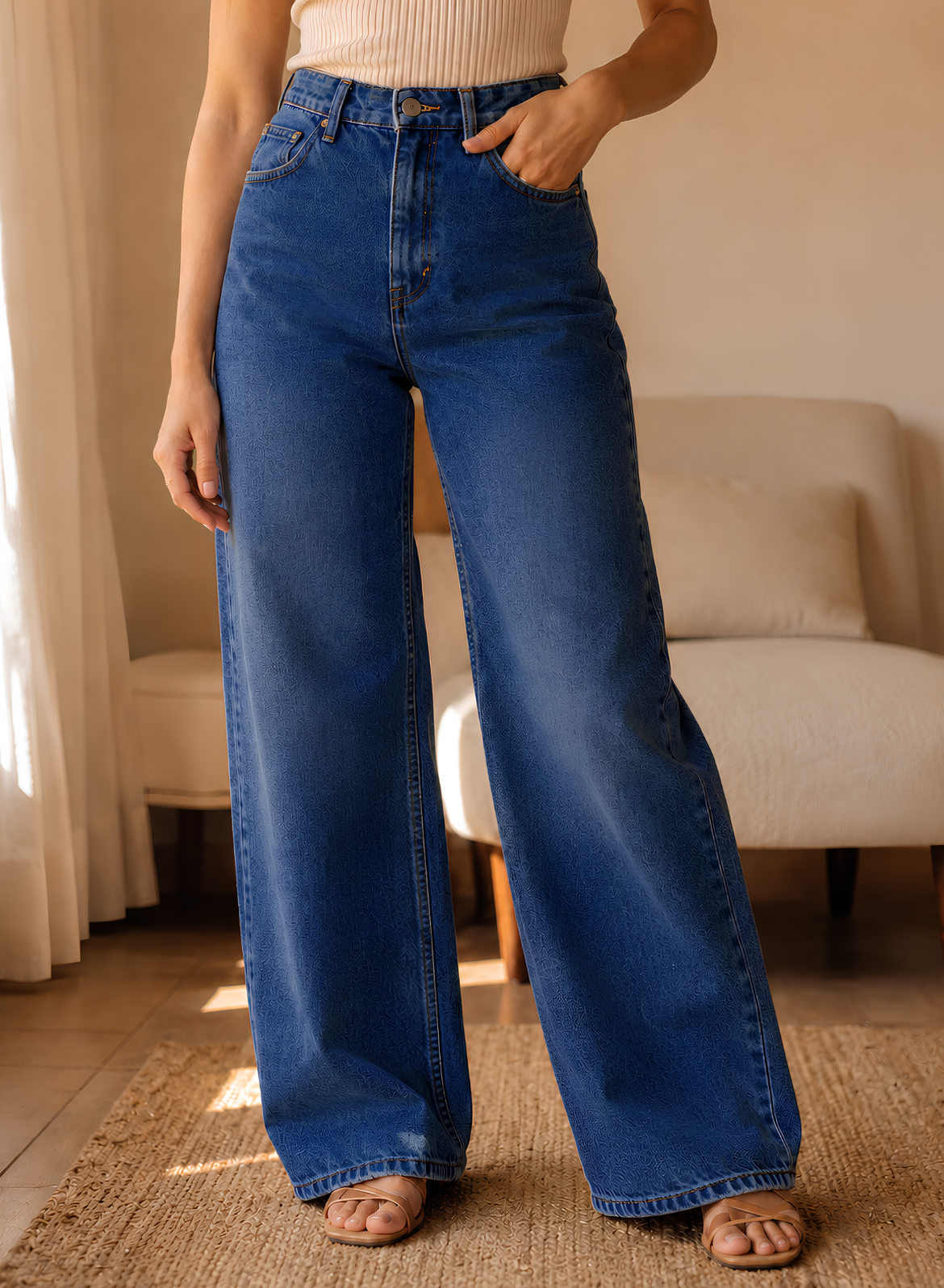 Classic Blue Wide Leg Jeans