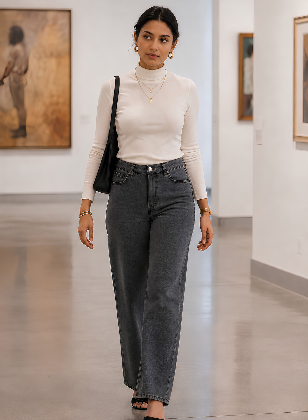 Charcoal Grey Wide Leg Jeans